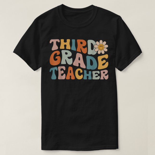 Retro Third Grade Teacher Life - farbenfrohe 3. Gr T-Shirt (Design vorne)