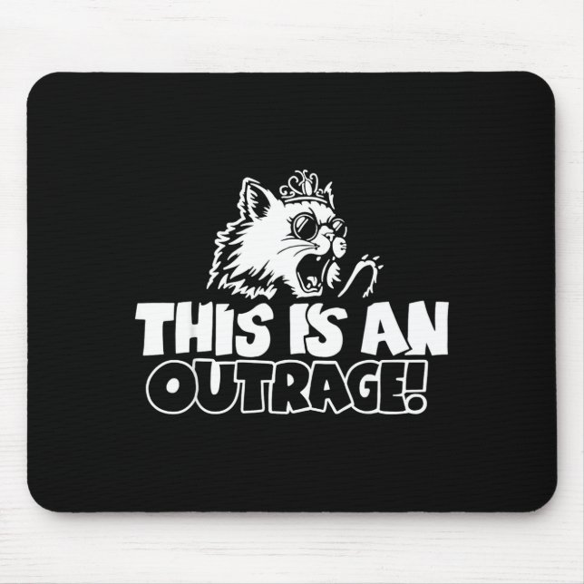 Retro This Is An Outrage Quote Meme Cat Cute Funny Mousepad (Vorne)