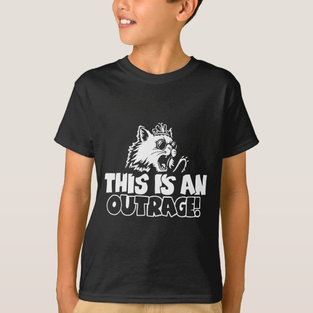 Retro This Is An Outrage Quote Meme Cat Cute Funny T-Shirt (Vorderseite)