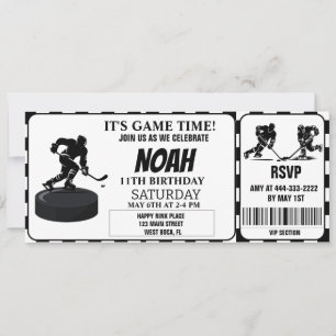 Retro-Ticket für Schwarz-Weiß-Eishockey Einladung