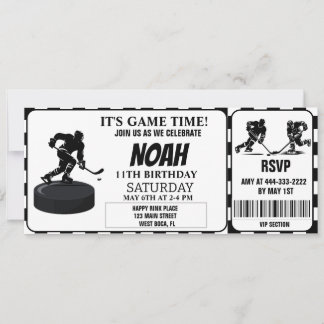 Retro-Ticket für Schwarz-Weiß-Eishockey Einladung