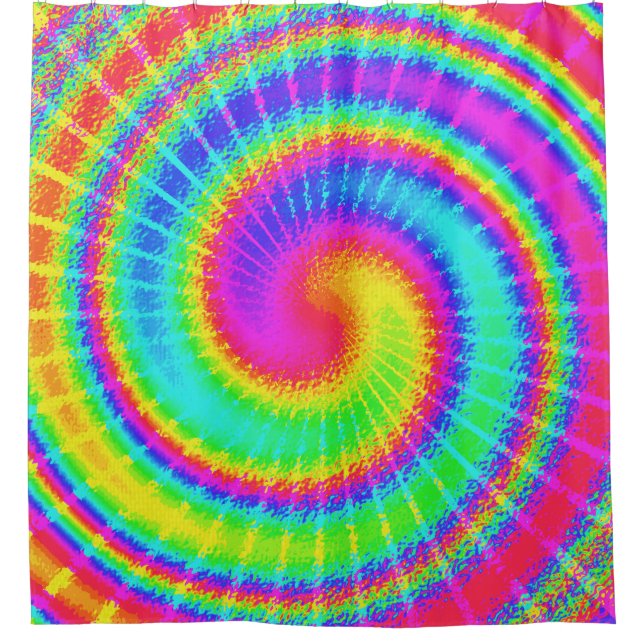 Retro TieDye Hippie Psychedelic Colorful 70er Duschvorhang (Vorderseite)
