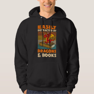 Retro-Tier leicht von Drachen abgelenkt und Buch Hoodie