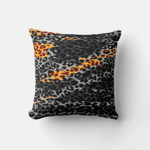 Retro-Tierdruck-Hauttextur eines Leoparden Kissen