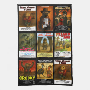 Retro-Tierfilmplakat-Parodien Geschirrtuch