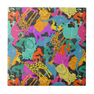 Retro TierSilhouette-Muster Fliese