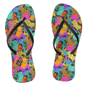 Retro TierSilhouette-Muster Flip Flops