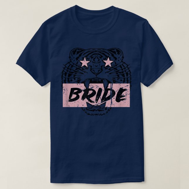 Retro Tiger Bride Niedlich Pink Bridesmaid Bachelo T-Shirt (Design vorne)