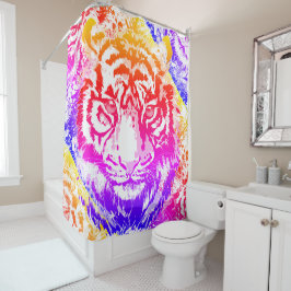 Retro Tiger Head - Tiger Duschvorhang