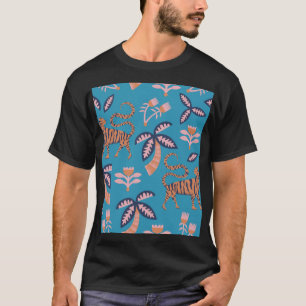 Retro-Tiger, Palme, Blume T-Shirt