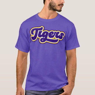 Retro Tigers Schriftzug Lila und Gold T-Shirt