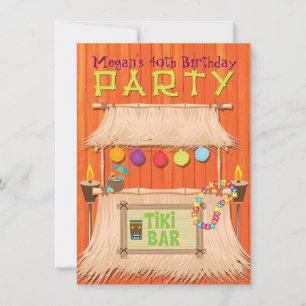 Retro Tiki Bar Tropische Hawaiianische Party Einla Einladung