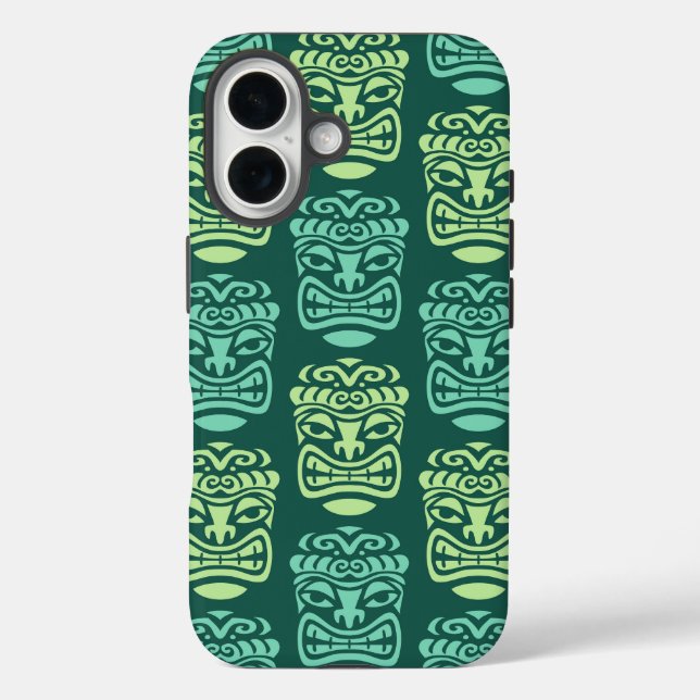 Retro Tiki Beach Bar Pattern iPhone 16 Hülle (Rückseite)