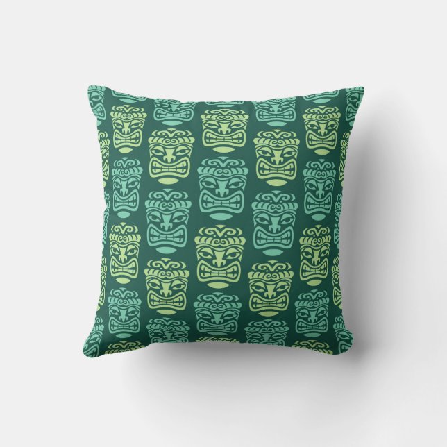 Retro Tiki Beach Bar Pattern Kissen (Rückseite)