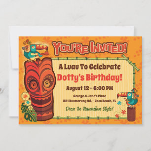 Retro-Tiki-Luau-Party-Einladungen Einladung