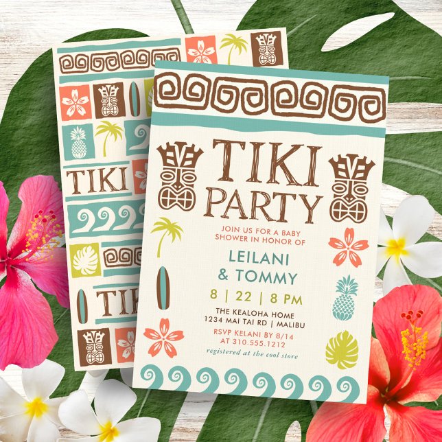 Retro Tiki Party Tropical Beach Surf Kinderdusche Einladung (Von Creator hochgeladen)