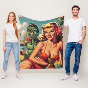 Retro-Tiki-Pin-Up Fleecedecke