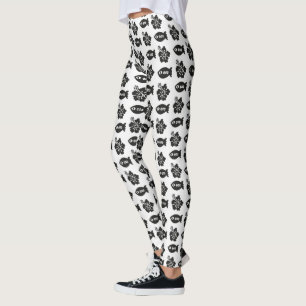 Retro Tiki Schwarzweiß-Muster Leggings