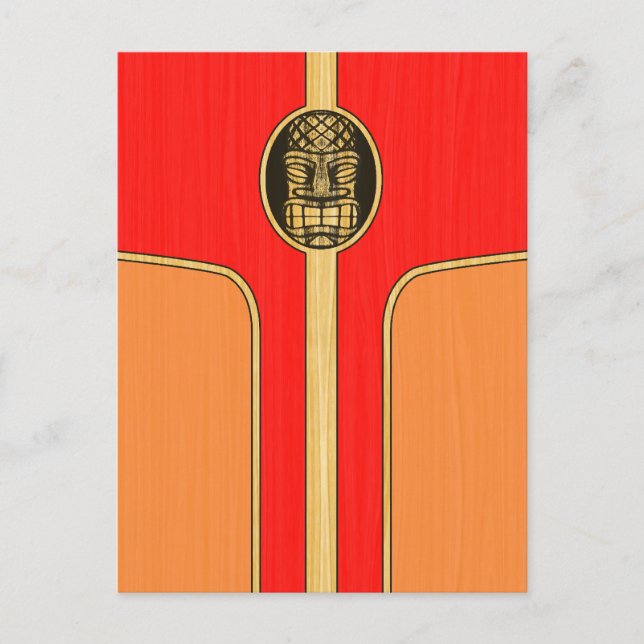 Retro Tiki Surfboard Postkarte (Vorderseite)