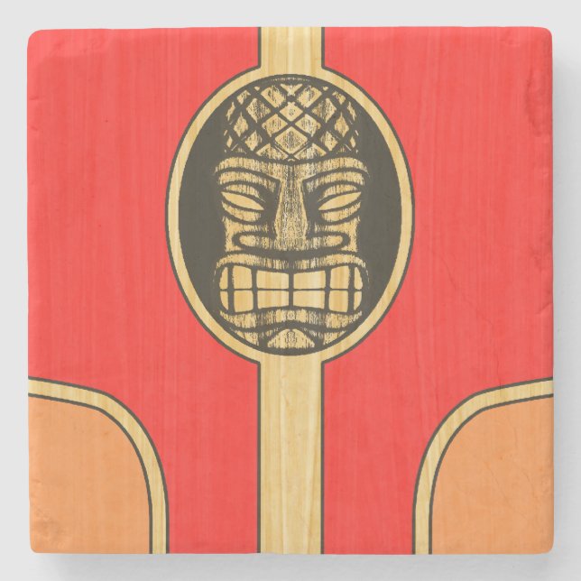 Retro Tiki Surfbrett Steinuntersetzer (Vorderseite)