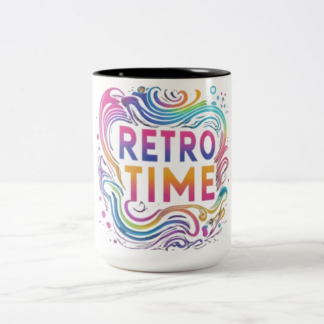 "Retro Time" Zweifarbige Tasse (Mittel)