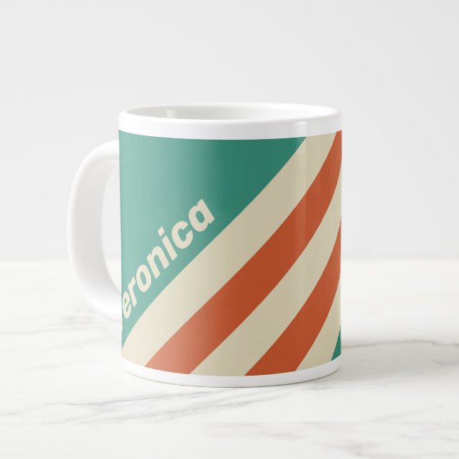 Retro Timeless Stripes with Name Jumbo-Tasse (Vorderseite Links)