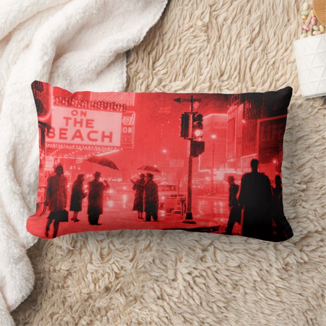 Retro Times Square Schneesturm 1959 Lendenkissen (Decke)