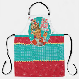 Retro Tipsy Lady Bekommt Lit Weihnachts-Schürze Schürze