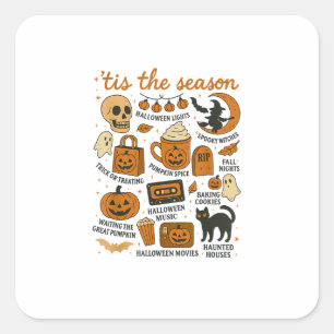 Retro Tis The Season Halloween-Saison Herbst Quadratischer Aufkleber