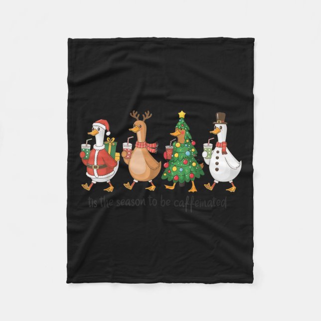 Retro Tis The Season To Be Caffeinated Funny Goose Fleecedecke (Vorderseite)