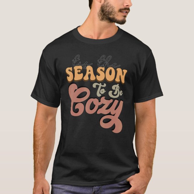 Retro Tis The Season To Be Cozy Fall Vibes Thanksg T-Shirt (Vorderseite)