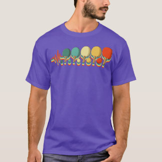 Retro Tischtennis Heartbeat Pingpong Paddle T-Shirt