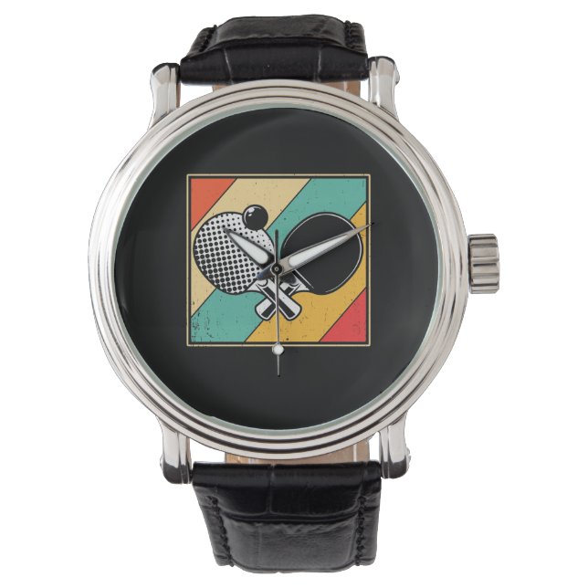 Retro Tischtennis - Vintages Pingpong Armbanduhr (Vorderseite)