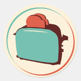 Retro-Toaster-Aufkleber (Bogen mit 20 Stück) Runder Aufkleber