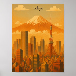 Retro Tokyo Artwork Vintag Japan City Travel Poster