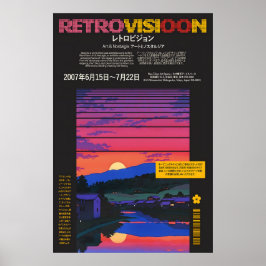 Retro Tokyo Sunset Poster 80s Japanese Village Art