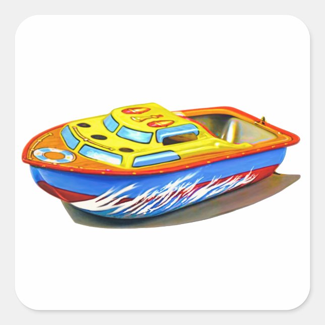RETRO TOM BOAT T - SHIRT QUADRATISCHER AUFKLEBER (Vorderseite)
