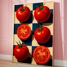 Retro Tomato Art Print, Fotorealistische Küche Poster