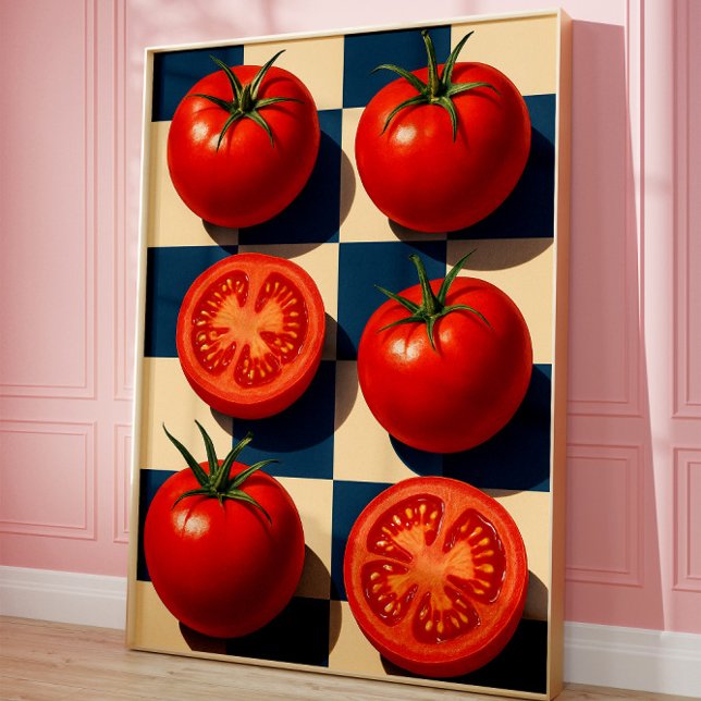 Retro Tomato Art Print, Fotorealistische Küche Poster (Tomato Art Poster)