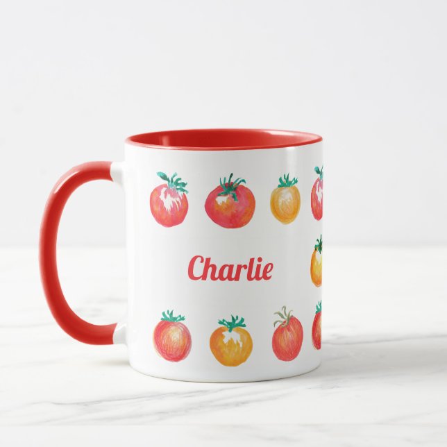 Retro Tomato handGezeichnet Sommer Feinschmecker M Tasse (Links)