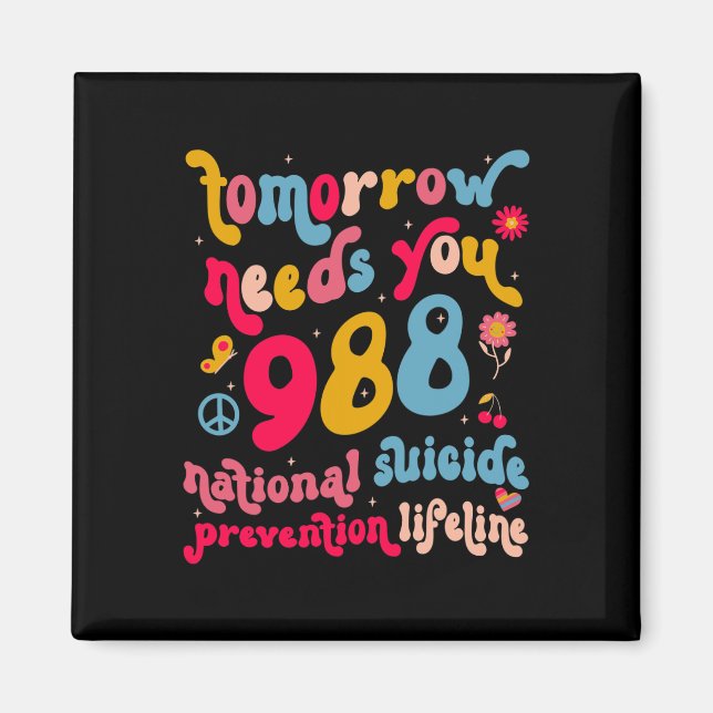 Retro Tomorrow braucht 988 Suizidprävention Magnet (Vorne)