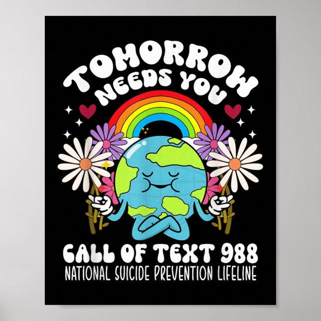 Retro Tomorrow braucht 988 Suizidprävention Poster (Vorne)