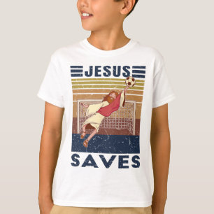 Retro-Torhüter Jesus rettet Fußballtor T-Shirt
