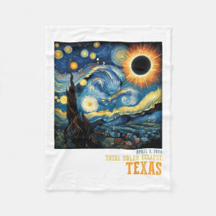 Retro Total Solar Eclipse 2024 Texas für Männer Fr Fleecedecke