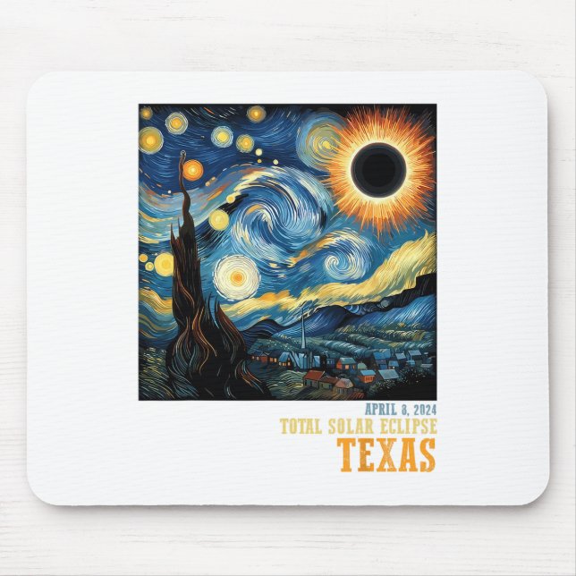 Retro Total Solar Eclipse 2024 Texas für Männer Fr Mousepad (Vorne)