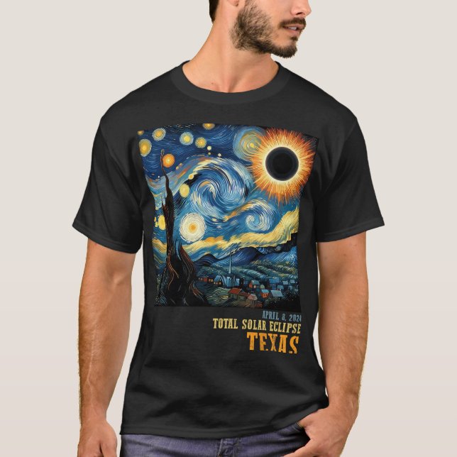 Retro Total Solar Eclipse 2024 Texas für Männer Fr T-Shirt (Vorderseite)