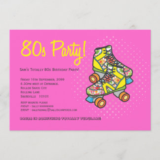 Retro Totally 80er Roller Skate Geburtstagsparty Einladung