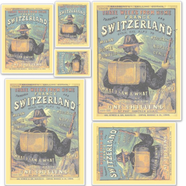 Retro Tourist Guide to Switzerland Illustration Aufkleber (Vorderseite)