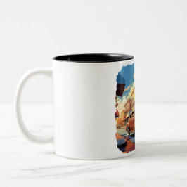 Retro Town Street Scene Zweifarbige Tasse