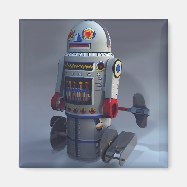 Retro Toy Robot Nummer 7 Magnet (Vorne)